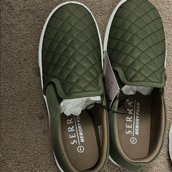 Serra Quilted Olive Slip-Ons - Picture 1 of 1